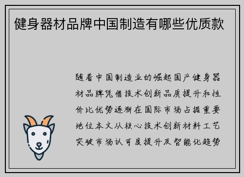 健身器材品牌中国制造有哪些优质款