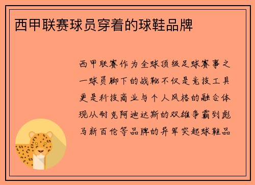 西甲联赛球员穿着的球鞋品牌